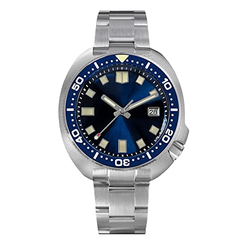 NC San Martin Upgrade Turtle 6105 Luxus Herren Taucheruhren Saphirglas NH35 Automatische mechanische Edelstahl Armbanduhr für Herren (Blue no Logo) von N\C