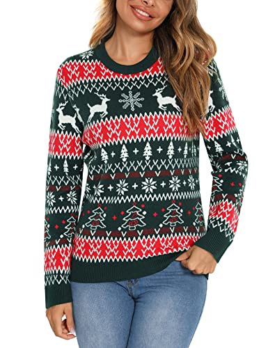 Gyabnw Pullover Damen Weihnachtspullover Rundhalsausschnitt Lustige Fun Sweatshirts Oberteil Strickpulli Frohe Weihnachtlicher Christmas Sweater Herbst Winter Langarm Gestrickte Jumper Shirts von Gyabnw