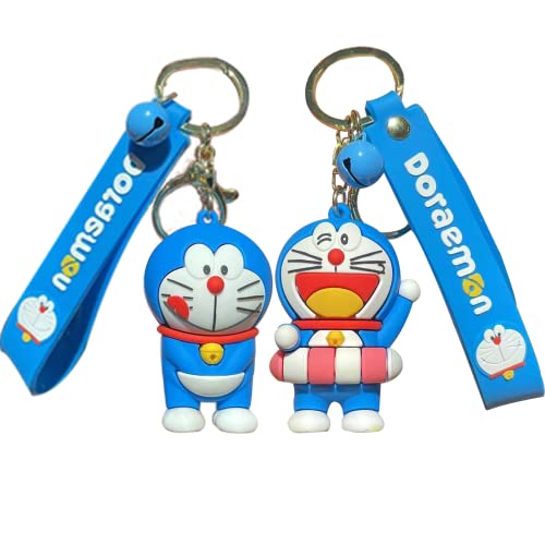 NC ZHUYAO 2 Stück Doraemon Schlüsselanhänger Silikon Schlüsselbund Süßer Schlüsselanhänger mit Glocken Schlüsselanhänger für Erwachsene und Kinder sind für Rucksäcke Schlüssel geeignet von N\C