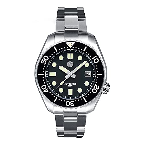 NC San Martin 2021 Thunfisch SBDX001 Herren Automatikuhren Saphirglas Mechanische SN0086G Edelstahl Taucherarmbanduhr (Black) von San Martin