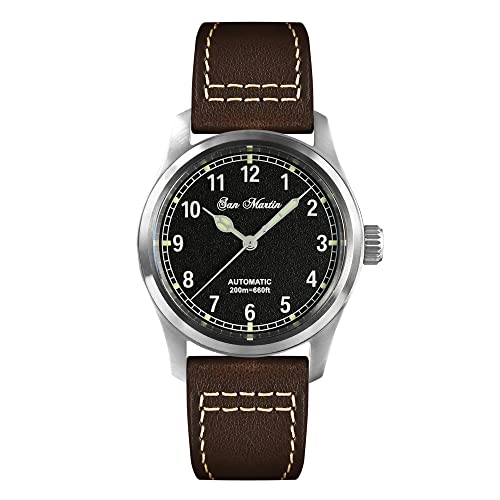 NC San Martin 37 mm Automatik Pilot Herrenuhren Saphirglas 20 ATM Militär Edelstahl Taucher Herren Armbanduhr (with Logo) von NC