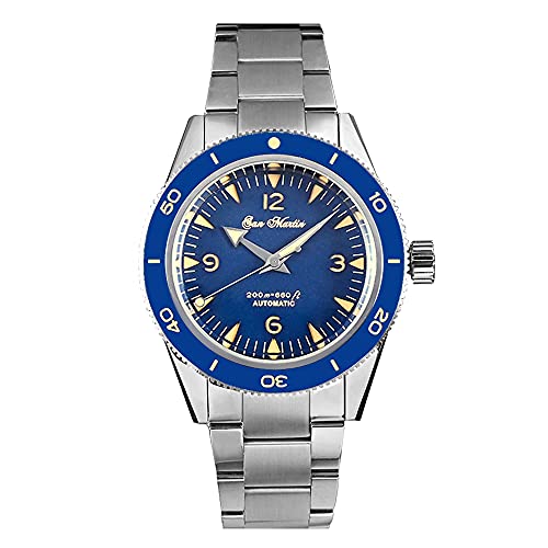 NC San Martin 39,5 mm SN051G NH35 Tauchen Herrenuhren Sandwich Zifferblatt Luxus Saphirglas automatische mechanische Armbanduhr Herren (Color 3) von N\C