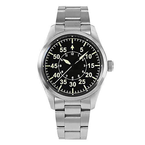 San Martin 39mm Pilot Military Herrenuhr Saphirglas Mode Einfacher Stil YN55A Automatische Mechanische Uhren 20 Bar Wasserdicht Leuchtend (Color 1), SN030G V2 von N\C