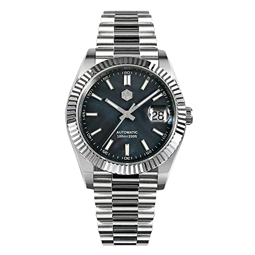 NC San Martin 40mm Retro SN059G V2 MOP Business Luxusuhren Saphirglas 10Bar Edelstahl Automatik Mechanische Uhr Herren (Color 2) von SAN MARTIN