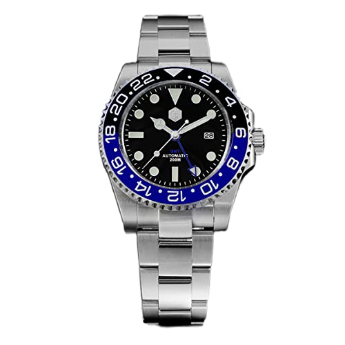 NC San Martin Neue SN016G Herren GMT Automatikuhren Saphirglas 200m wasserdichte Mode Edelstahl Armbanduhr (Color 2) von San Martin