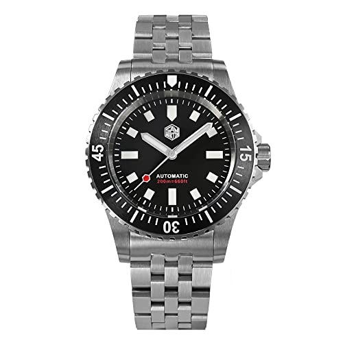 NC San Martin SN012G 41 mm 8215 Automatische mechanische Herren-Taucheruhren Saphirglas 200 m wasserdichte leuchtende BGW9-Edelstahl-Armbanduhr für Herren (Black) von NC