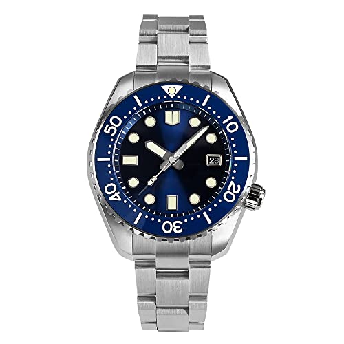 NC San Martin SN086G Diver Mens Automatic Mechanical Watches Sapphire Glass Ceramic Bezel 30Bar Waterproof Wristwatch (Blue) von San Martin