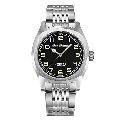 NC San Martin Square Vintage Sports Automatic Herren Luxusuhren Saphirglas PT5000 Mov't Simple Military Stainlees Steel Diiving Watch (Without Logo) von N\C