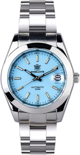 NC Steeldive SD1934 Water Ghost Men Automatic Mechanical Watches Saphirglas NH35 Coral Blue Dial 20Bar Luminous Edelstahl Diver Watch Men (Sky Blue) von NC