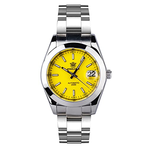 NC Steeldive SD1934 Water Ghost Men Automatic Mechanical Watches Saphirglas NH35 Coral Blue Dial 20Bar Luminous Edelstahl Diver Watch Men (Yellow) von NC