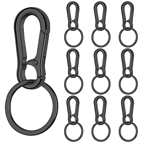 WideSmart 10 Stück Karabiner Schlüsselanhänger mit Schlüsselring,Metall Abnehmbare Schlüsselring Karabinerhaken Robuste als Business-Geschenk für Männer und Frauen, Metalen, Waffenfarbe, 47*22*5mm von WideSmart