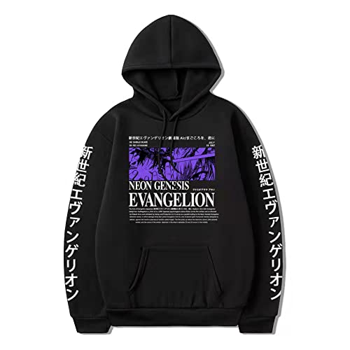 Anime Muster Evangelion Hoodie 3D Anime Cosplay Kostüm Pullover Sweater Casual Shirt Top Loose Drawstring Pullover, Schwarz , S von N\D
