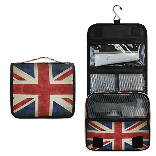 RXYY Hängend Kulturtasche Jahrgang England Britisch Vereinigtes Königreich Flagge ausklappbar Bad Turnhalle Kulturbeutel Veranstalter tragbar kosmetisch Waschtasche für Frauen Mädchen von HMZXZ