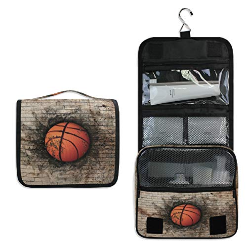 RXYY Hängend Kulturtasche Sport Basketball Ball Backstein Mauer ausklappbar Bad Turnhalle Kulturbeutel Veranstalter tragbar kosmetisch Waschtasche für Frauen Mädchen von HMZXZ