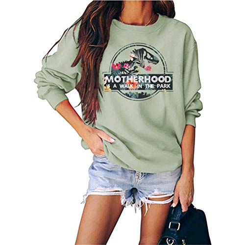 N/G Damen Motherhood is A Walk in The Park Lustiger Druck Rundhals Langarm Grafik Sweatshirt, grün, 46 von N/G