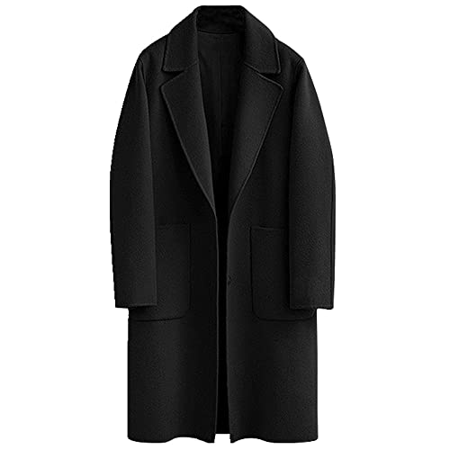 Damen-Mantel für Herbst und Winter, lang, mit seitlichem Abschnitt, lockerer Mantel, Schwarz , 52 von N\P