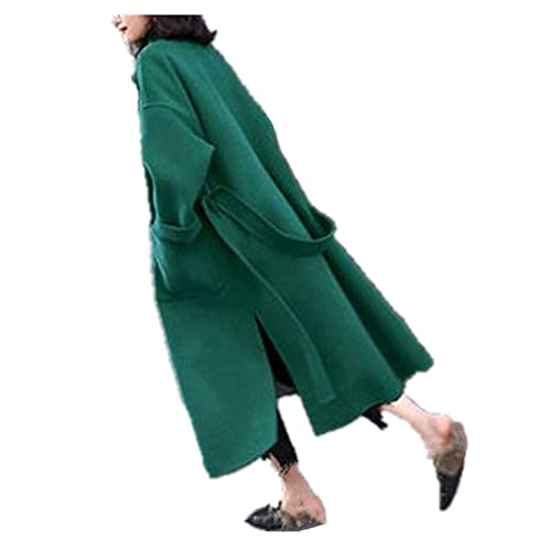 Dicker Mantel Weiblicher Herbst und Winter Retro Lose Lange Wollmantel, grün, 46 von N\P