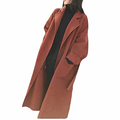 Dicker Mantel Weiblicher Herbst und Winter Retro Lose Lange Wollmantel, rot, 38 von N\P