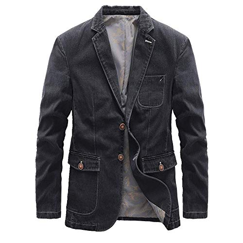 Herren Dünn hübsch Slim Frühling und Herbst Jeansjacke Business Casual Gr. M, Schwarz von N\P