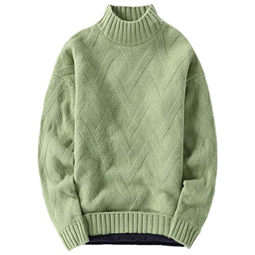 Herren Halb Hals Pullover Herbst Winter Verdickt Gewebt, Grüner Samt, X-Large von N\P