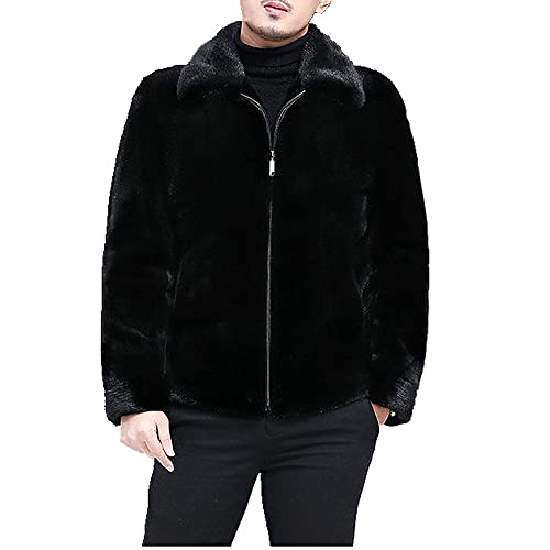 Herren Winter Hängender Hut Jacke Haar Imitation Mantel Mantel Mantel, Schwarzes Revers, L von N\P