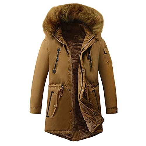 Herren Winterparka Herren Mantel mit Kapuze Kragen, braun, M von N\P