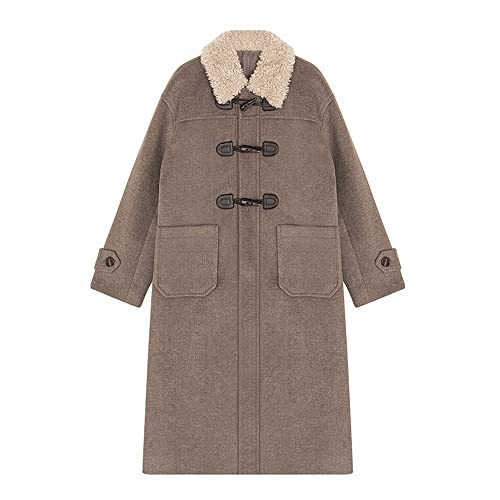 Mao Kragen Mantel Weiblich Herbst und Winter Retro Gerade Lange Lose Wollmantel, braun, 38 Mao Kragen Mantel Weiblich Herbst und Winter Retro Gerade Lange Lose Wollmantel, braun, 38 von N\P