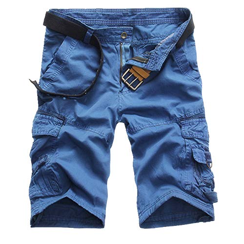 NP Frühling und Sommer Casual Tooling Shorts Thin Tooling 5-Punkt Pants Herren Casual Shorts Gr. 64 DE, blau von N\P