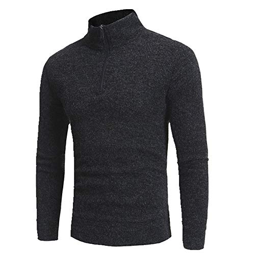 NP Herren Slim Muscle Fit Zip Neck Sweater Casual Langarm Sweater und Pullover Gr. M, grau von N\P