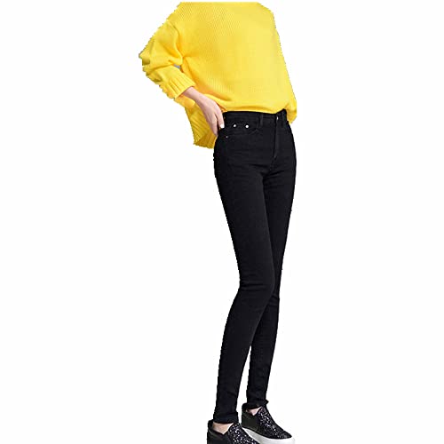 Winter Plus Velvet High Waist Jeans Female Stretch Slim Pants Women, Schwarze 9 Hose plus Samt, 28 von N\P