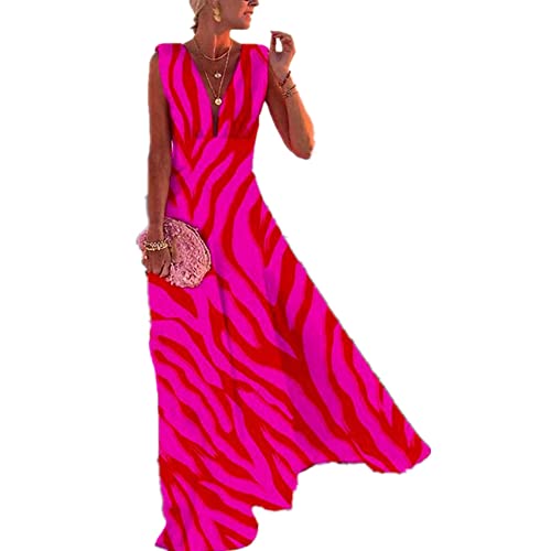 NW Damen Farbmuster Mid Waist Frühling Sommerkleid, rot (leopardenmuster), X-Groß von N\W