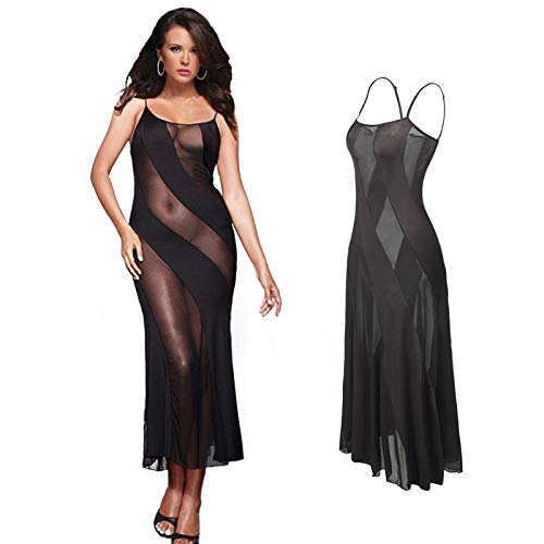 Heiße Neue Schwarze Übergröße XXL XXXL XXXXL 5XL 6XL Sexy Dessous Nachthemd Kleid Langes Babydoll Nachtwäsche Sexy Kleid Für Sex Kleidung-01_S von N/X