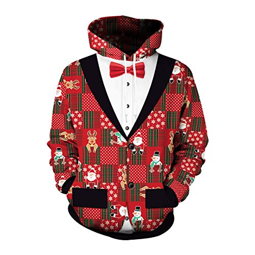 Ugly Christmas Hoodie Weihnacht Pullover Xmas Jumper Ugly Lustige Weihnachtspullover Herren Damen Hässlicher Weihnachtspulli Weihnachts Sweatshirt Kapuzenpullover Weihnachten Rentier Hässliche L von N \ A