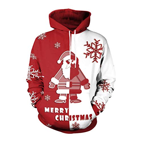 Ugly Christmas Hoodie Weihnacht Pullover Xmas Jumper Ugly Lustige Weihnachtspullover Herren Damen Hässlicher Weihnachtspulli Weihnachts Sweatshirt Kapuzenpullover Weihnachten Rentier Hässliche L von N \ A