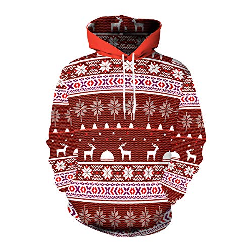 Ugly Christmas Hoodie Weihnacht Pullover Xmas Jumper Ugly Lustige Weihnachtspullover Herren Damen Hässlicher Weihnachtspulli Weihnachts Sweatshirt Kapuzenpullover Weihnachten Rentier Hässliche L von N \ A