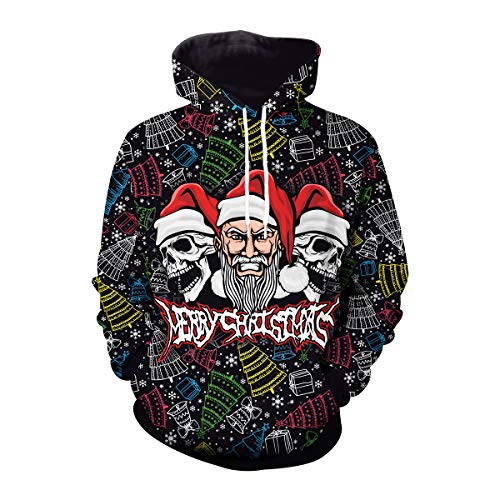 Ugly Christmas Hoodie Weihnacht Pullover Xmas Jumper Ugly Lustige Weihnachtspullover Herren Damen Hässlicher Weihnachtspulli Weihnachts Sweatshirt Kapuzenpullover Weihnachten Rentier Hässliche L von N \ A