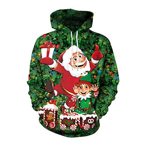 Ugly Christmas Hoodie Weihnacht Pullover Xmas Jumper Ugly Lustige Weihnachtspullover Herren Damen Hässlicher Weihnachtspulli Weihnachts Sweatshirt Kapuzenpullover Weihnachten Rentier Hässliche M von N \ A