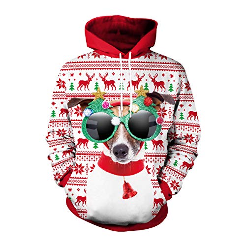 Ugly Christmas Hoodie Weihnacht Pullover Xmas Jumper Ugly Lustige Weihnachtspullover Herren Damen Hässlicher Weihnachtspulli Weihnachts Sweatshirt Kapuzenpullover Weihnachten Rentier Hässliche XL von N \ A