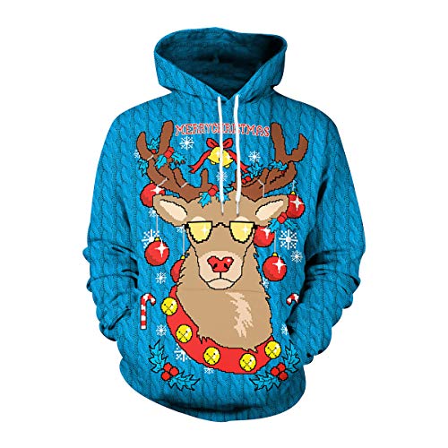 Ugly Christmas Hoodie Weihnacht Pullover Xmas Jumper Ugly Lustige Weihnachtspullover Herren Damen Hässlicher Weihnachtspulli Weihnachts Sweatshirt Kapuzenpullover Weihnachten Rentier Hässliche XL von N \ A