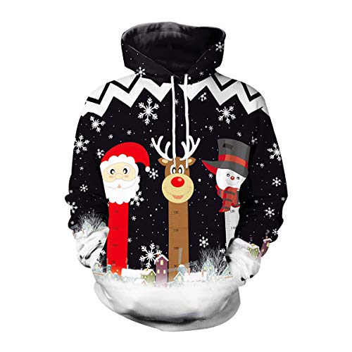 Ugly Christmas Hoodie Weihnacht Pullover Xmas Jumper Ugly Lustige Weihnachtspullover Herren Damen Hässlicher Weihnachtspulli Weihnachts Sweatshirt Kapuzenpullover Weihnachten Rentier Hässliche XXL von N \ A