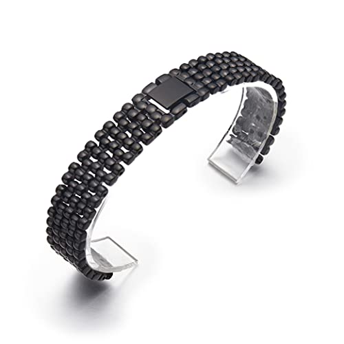 N / B Uhrenarmbänder kompatibel mit Swarovski 12 mm 14 mm 16 mm 18 mm 20 mm Damen verstellbar Edelstahl Metall Uhrenarmbänder Ersatz Faltarmbänder Armband mit Werkzeug (Silber, Gold, Schwarz) von N / B