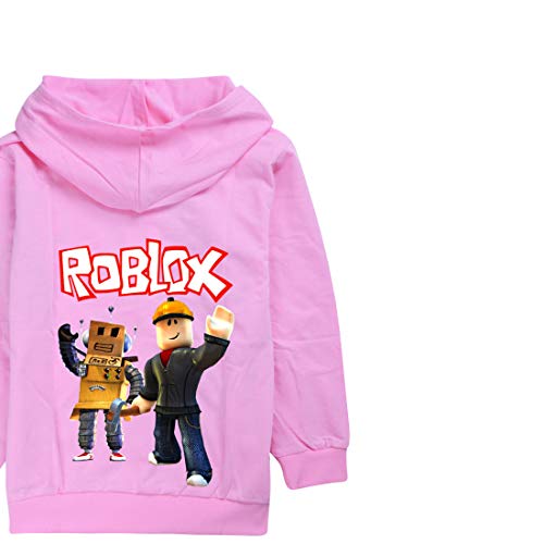 Roblox Jacke Jungen Reißverschluss Pullover Teen Hoodie Mädchen Langarm T-Shirt Baumwolle Herbst Sport Tops Laufbekleidung, Pink3, 7-8 Jahre von N /A