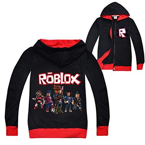 Roblox Jacke Jungen Reißverschluss Pullover Teen Hoodie Mädchen Langarm T-Shirt Baumwolle Herbst Sport Tops Laufbekleidung, schwarz 2, 134 von N /A