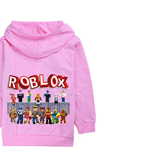 Roblox Jacke Jungen Reißverschluss Pullover Teen Hoodie Mädchen Langarm T-Shirt Baumwolle Herbst Sport Tops Laufbekleidung, rosa 1, 7-8 Jahre von N /A