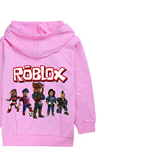 Roblox Jacke Jungen Reißverschluss Pullover Teen Hoodie Mädchen Langarm T-Shirt Baumwolle Herbst Sport Tops Laufbekleidung, Rosa (2), 134 von N /A