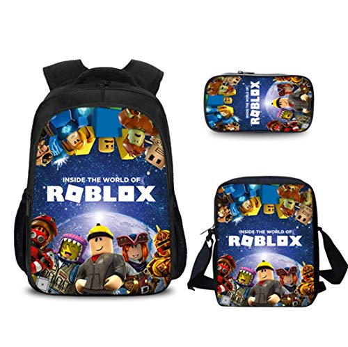 Roblox Rucksack für Jungen, mit Lunchbox und Federmäppchen, Mädchen, Schüler-Büchertasche, Schulrucksack, Laptop-Rucksack, Teenager, Spiel-Reisetasche, Stil 1, 27*17*40, Modern von N /A