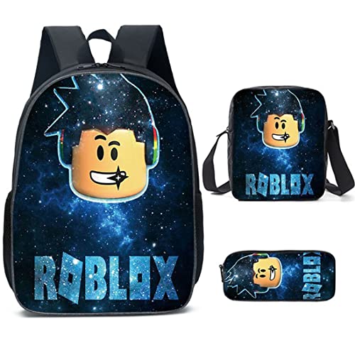 Roblox Rucksack für Jungen, mit Lunchbox und Federmäppchen, Mädchen, Schüler-Büchertasche, Schulrucksack, Laptop-Rucksack, Teenager, Spiel-Reisetasche, Stil 5, 27*17*40, Modern von N /A