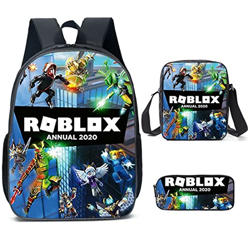 Jungen Roblox Rucksack mit Lunchbox & Federmäppchen, Mädchen Schüler Büchertasche Kinder Schulrucksack Laptop Rucksack Teens Spiel Reisetasche, Stil10, 27*17*40 von N /A