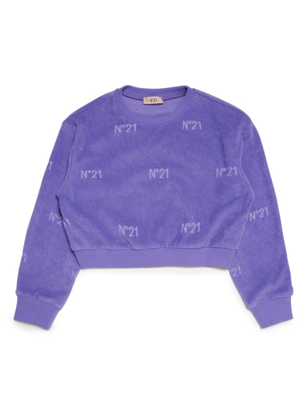 Nº21 Kids Frottee-Sweatshirt mit Logo-Print - Violett von Nº21 Kids