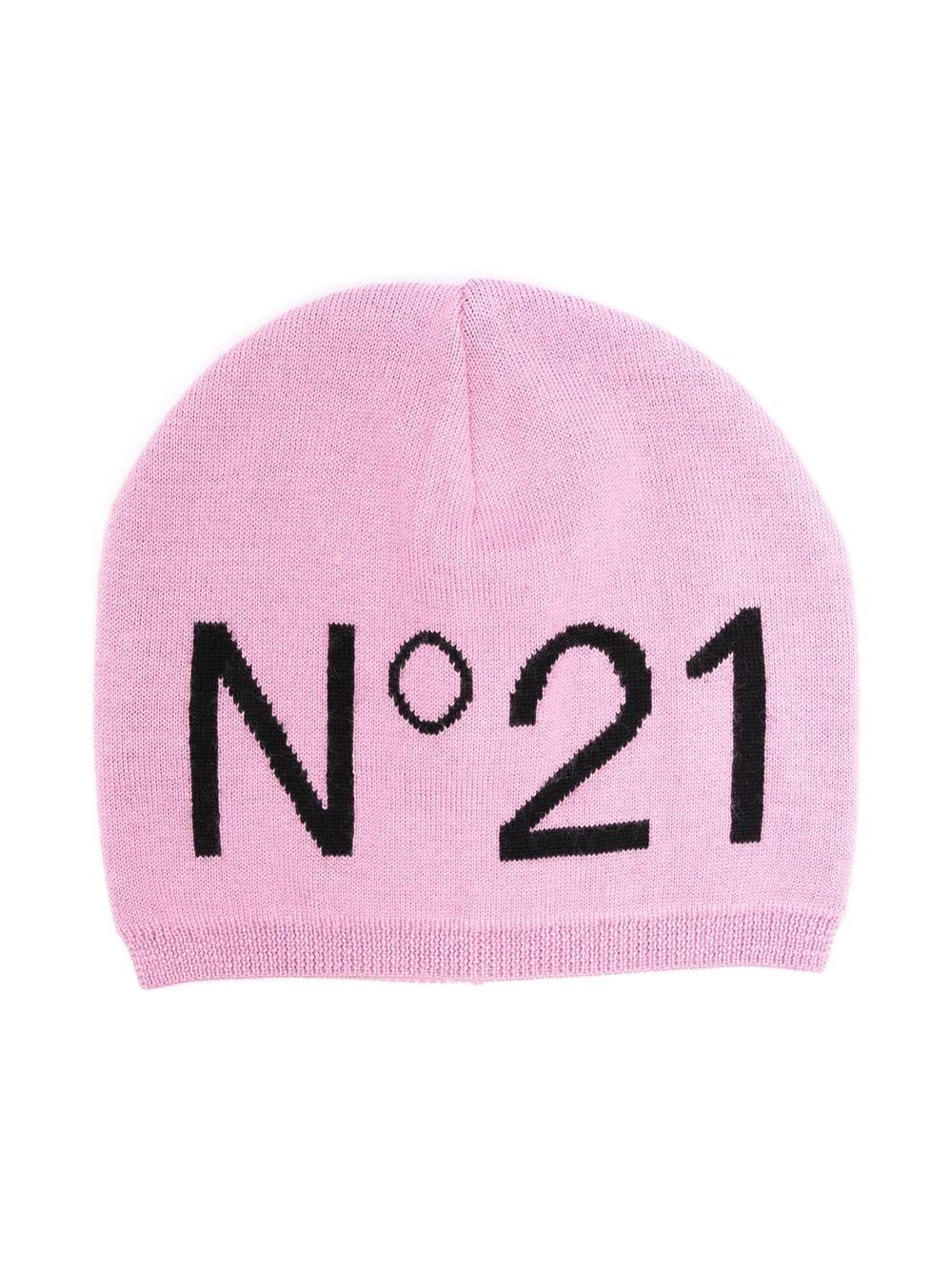Nº21 Kids Gestrickte Intarsien-Mütze - Rosa von Nº21 Kids